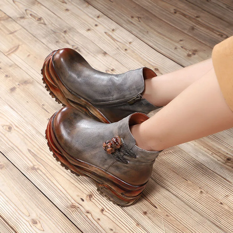 Bérets Hauts Femmes Chaussures À Talons Haute Cuir 8 Bottines En Gra D'hiver Genou Véritable Gris Cheville Cm D'été Bottes Compensés De Printemps TqpgB0qn