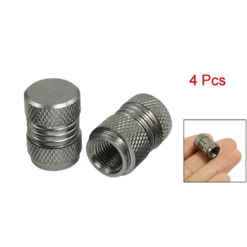 

4 Pcs Dark Gray Alloy Car Bicycle Tire Tyre Wheel Valve Dust Caps Covers