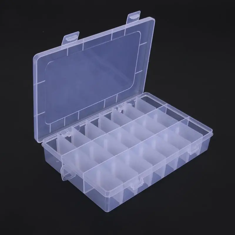 24 отсека пластиковая коробка для ювелирных таблеток органайзер, контейнер для хранения белого цвета