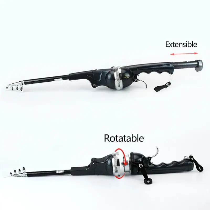 SIKIWIND البسيطة المحمولة المتكاملة الصيد مجموعة للطي تلسكوبي الصيد رود بكرة كومبو مع خط الصيد مجموعة اكسسوارات