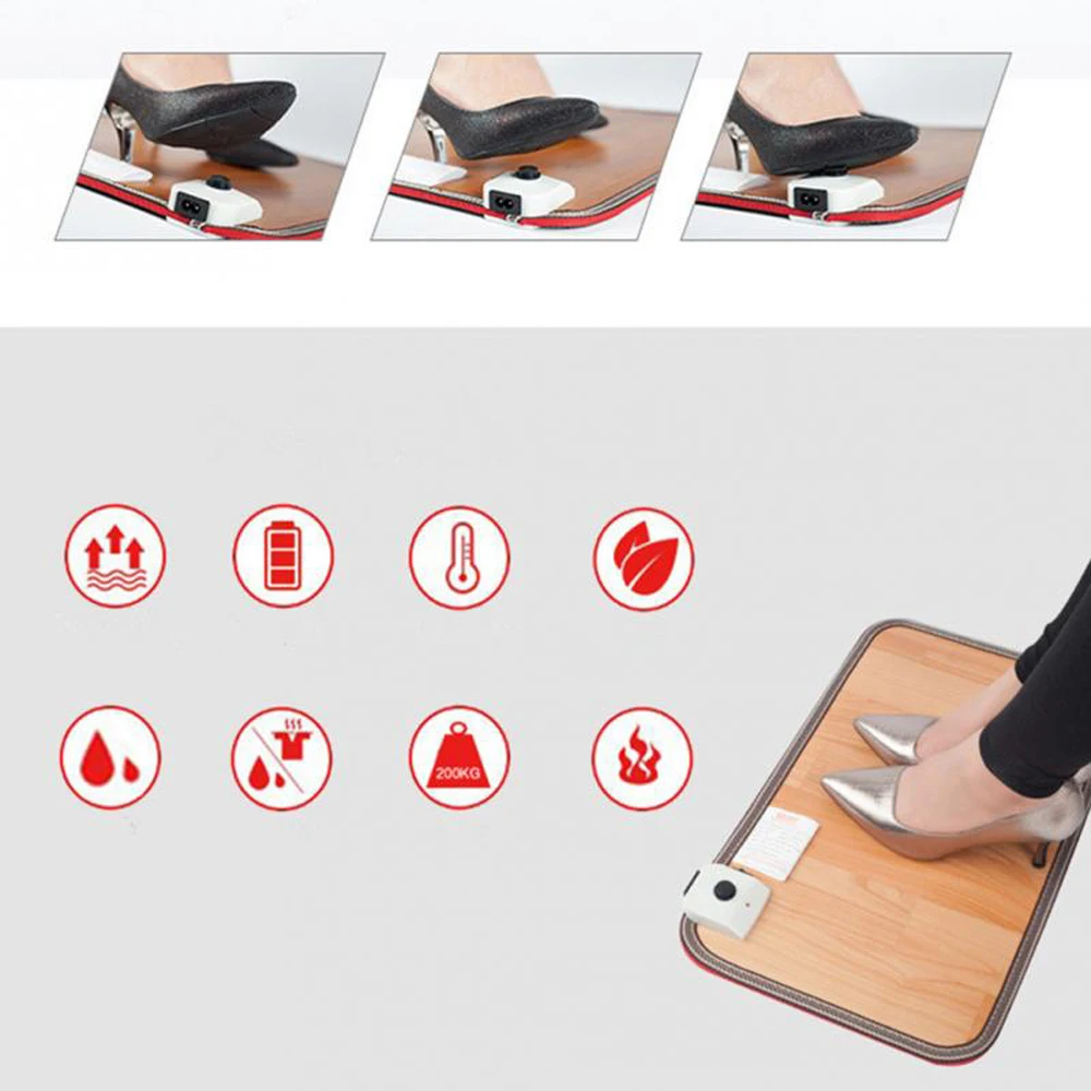  1pc 50*30cm Feet Warmer Adjustable temperature Electric Artifact US Plug Heating Mat Office Warm Fe