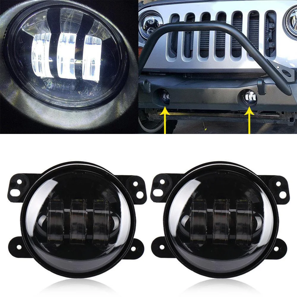 Auto Car 4 Round LED Fog Lights Front Bumper For 94-01 Dodge RAM 1500 2500 3500