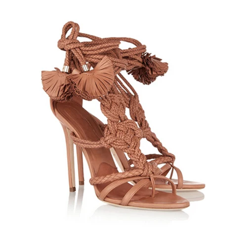 Corde As Tressé as Cheville Pour Hauts Talons Chaussures Sexy 2 En Lanières À Croix Sandales Fringe Pompes 3 Femmes Taille Cuir 42 Liée D'été 1 Gladiateurs Show as w11tqI7S