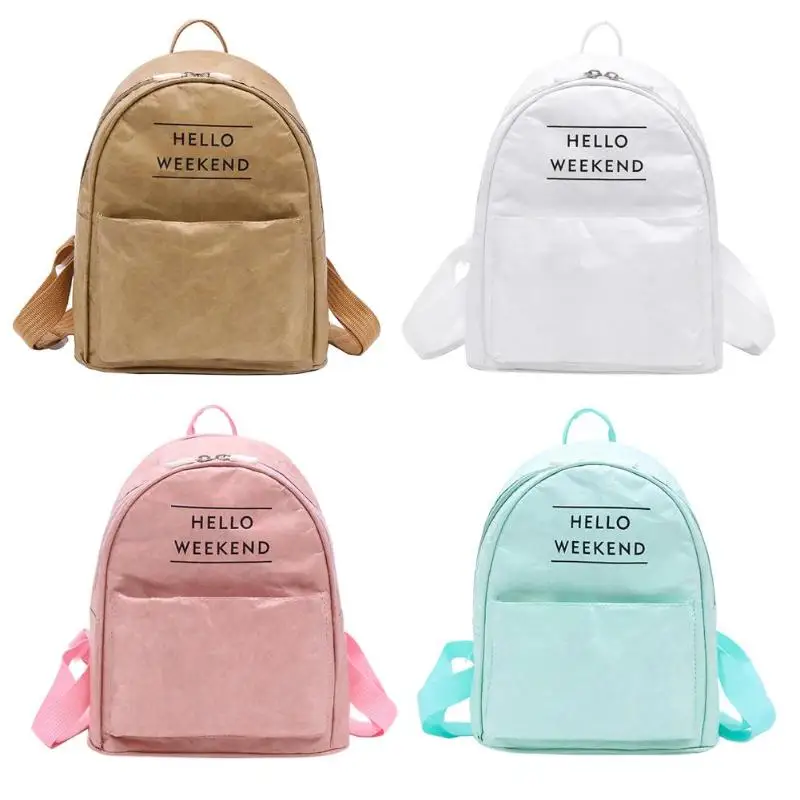 

Kraft Paper Backpack Women Schoolbags Casual Waterproof Travel Shoulder Bag
