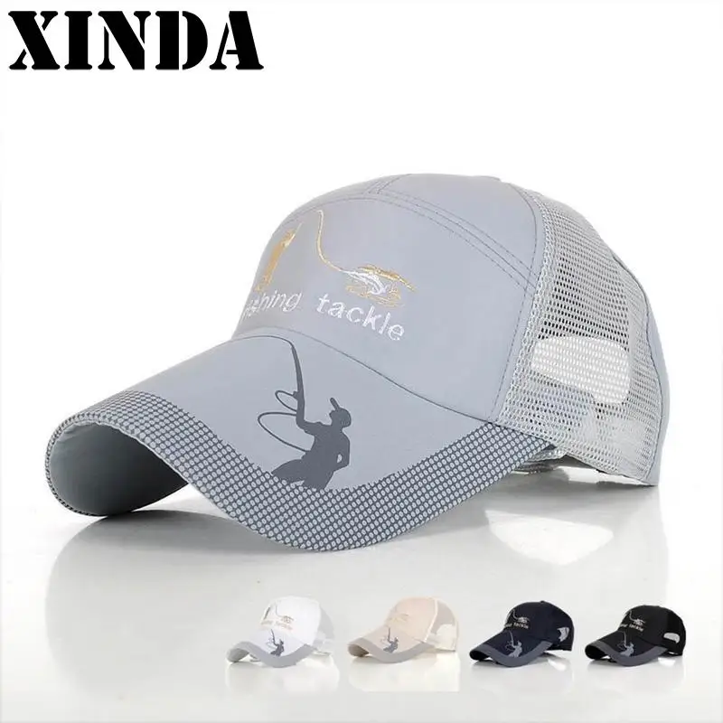 

Men Summer Fishing Hat Sunscreen Outdoor Sport Mesh Cap Adjustable Sports Sun Visor Hat Unisex fishing Multifunction Cap SCZ6031