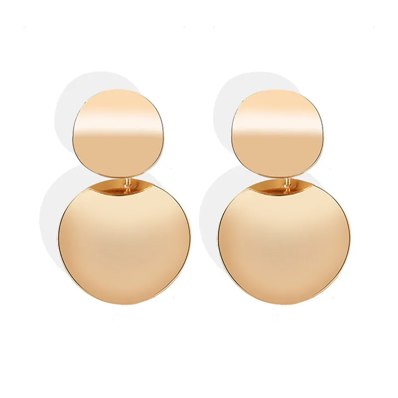 Массивные серьги золотого и серебряного цвета большие круглые подвески для