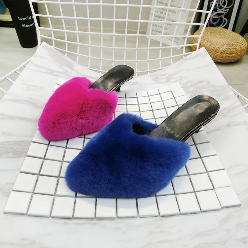 Black Pu Moda Nueva La 10sj771 Verano yellow Pink rose Pink Mujer Cuero Simple green De Afiladas Zapatos Zapatillas Pies 2019 light Delgada Fuera royalblue Primavera Superficial sordo Tacones zwRqUR