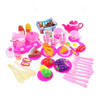 

54Pcs Plastic Kitchen Food Fruit Vegetable Cutting Toys Kids Pretend Play Educational Kitchen Toys Cook Cosplay Children Gifts