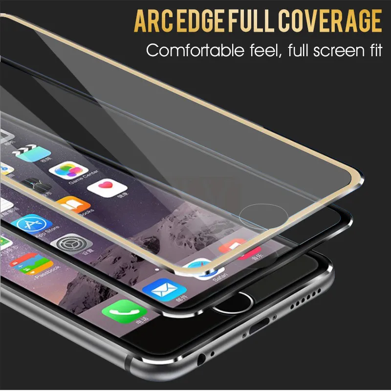 9D Aluminium Legierung Aus Gehärtetem Glas Für iphone 6 6s 7 8 Plus Volle Abdeckung Screen Protecto