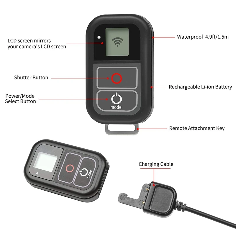 Shoot Smart Remote Control For Hero 7 Black65433 + 21Hero + Lcd4 Session5 Session WaterproofLcd ScreenWi-FiWirles