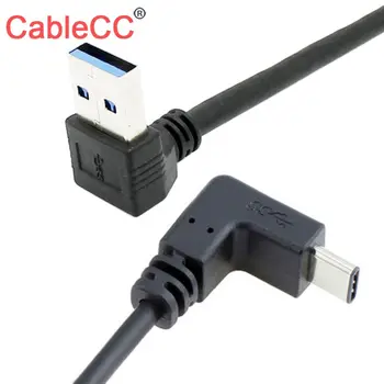 

10pcs/lot CY Reversible 100cm USB 3.1 Type C USB-C Angled to 90 Degree Up Angled A Male Data Cable for Laptop & Tablet & Phone