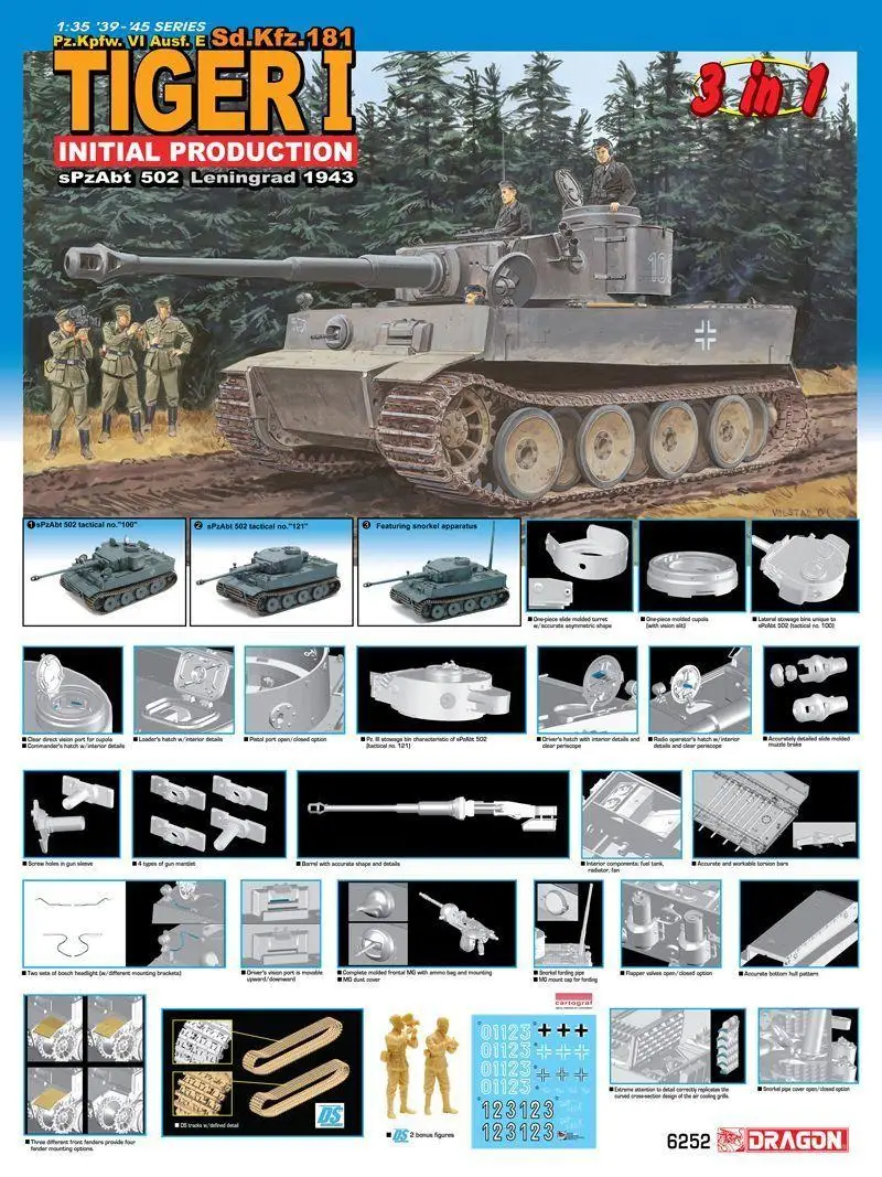 Dragon 6252 1/35 Pz. Kpfw. VI Ausf. E Tiger 1 модельный комплект