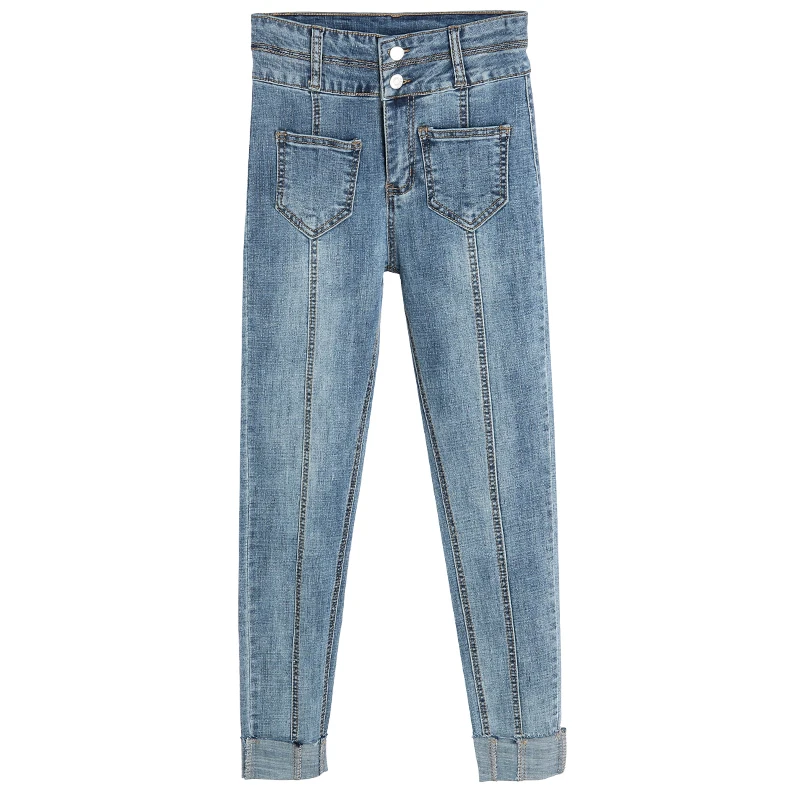 

Spring Summer Slim Jeans For Women Skinny High Waist Jeans Woman Blue Black Denim Pencil Pants Stretch Pockets Jeans Pants