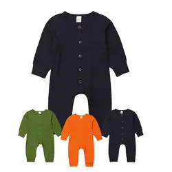 Мягкая хлопковая одежда для маленьких мальчиков и девочек, комбинезоны унисекс, комбинезон на пуговицах, одежда для подвижных игр