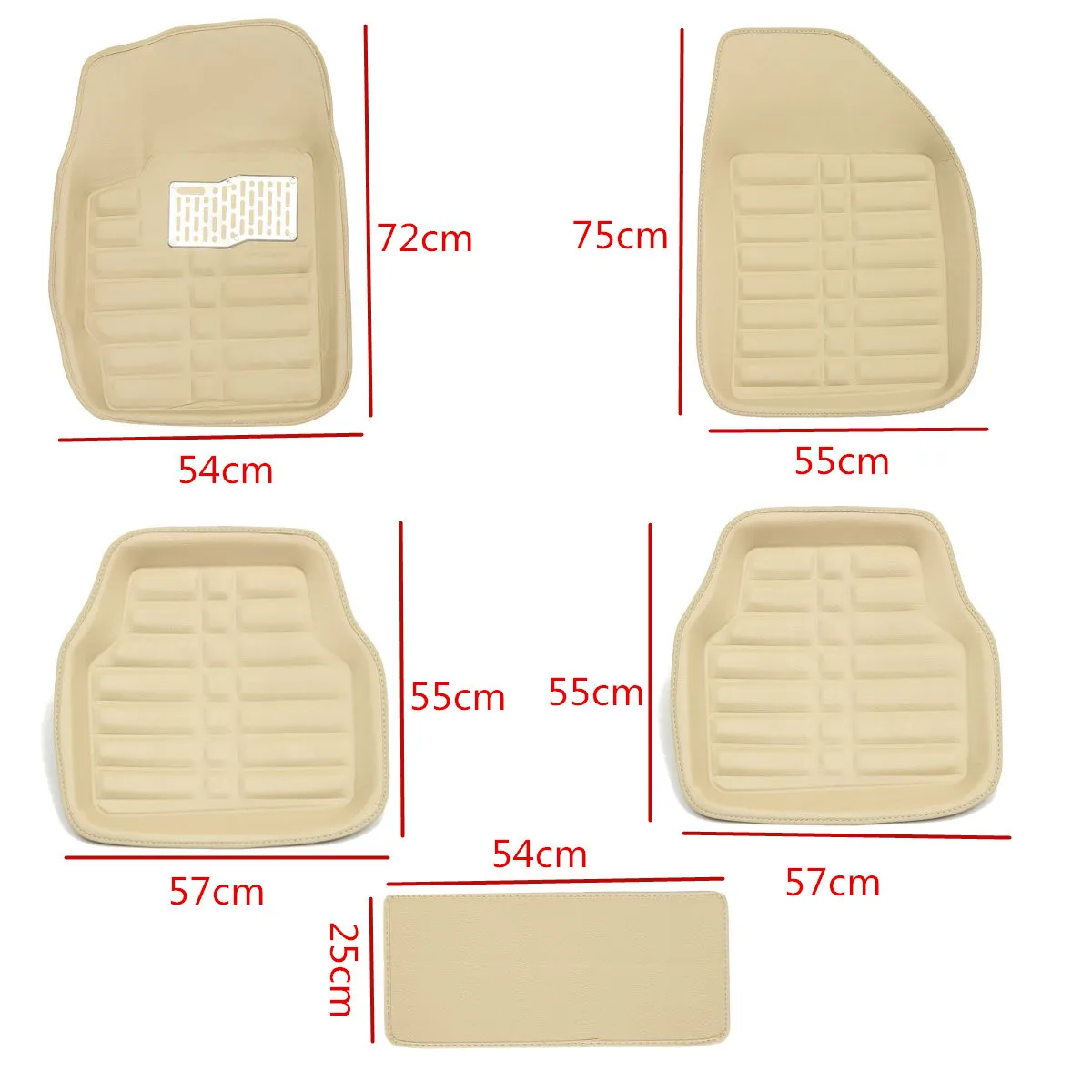 5 шт. бежевый Универсальный Автомобильный напольный коврик из искусственной кожи, легко чистится, водонепроницаемый коврик, Противоскользящий коврик, всесезонный