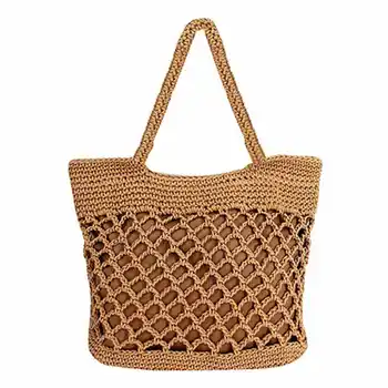 

Handbag Women Fashion Woven Straw Bag Summer Large Beach Tote Bag Travel Shopper Shoulder Bags