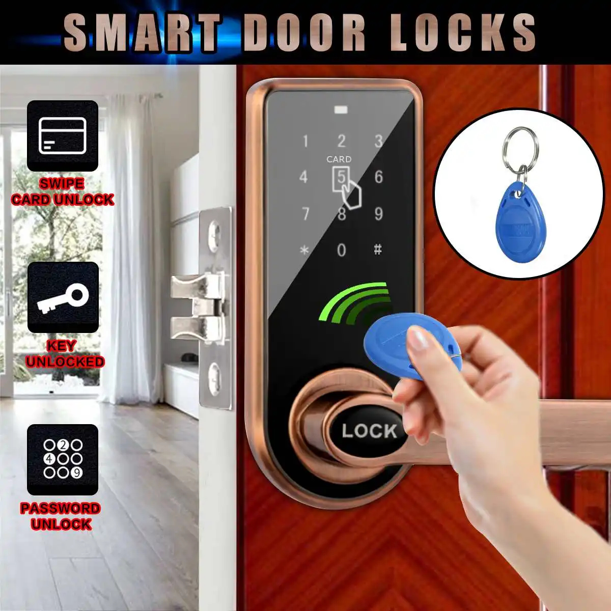 Новый электронный цифровой Keyless код клавиатуры безопасности умный замок клавиатуры пароль работы + 5 шт. RFID ключ карты для дома отель