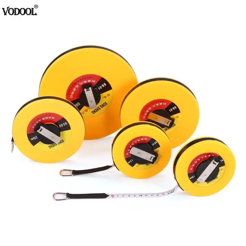 10/15/20/30/50m Hand Disc Flexible Ruler Measuring Tool Fiber