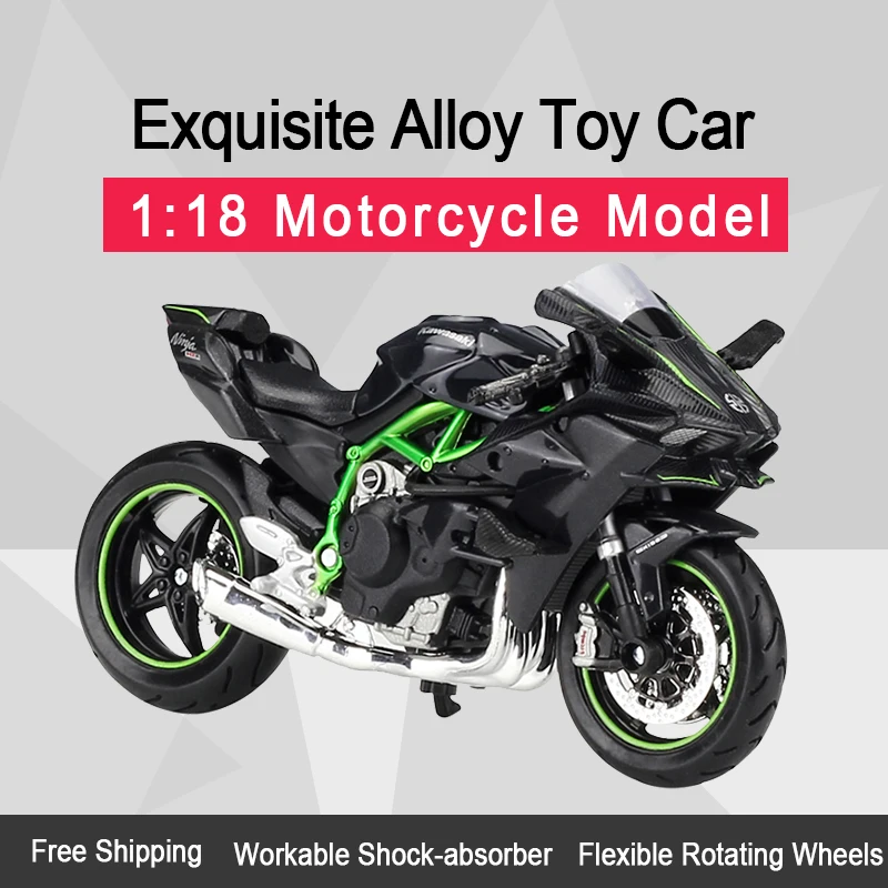

MAISTO 1:18 Kawasaki H2R Diecast Motorcycle Model Workable Shork-Absorber Toy For Children Gifts Toy Collection