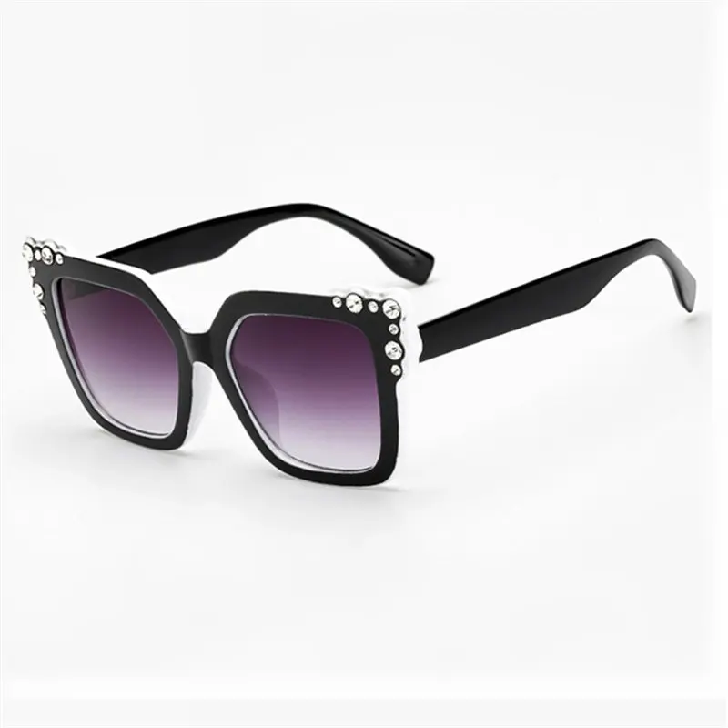 

KUJUNY Diamond Cat Eye Sunglasses Seaside Holiday Travel Eyeglasses UV Protection Sun Glasses Gray Fashion Driving Glasse
