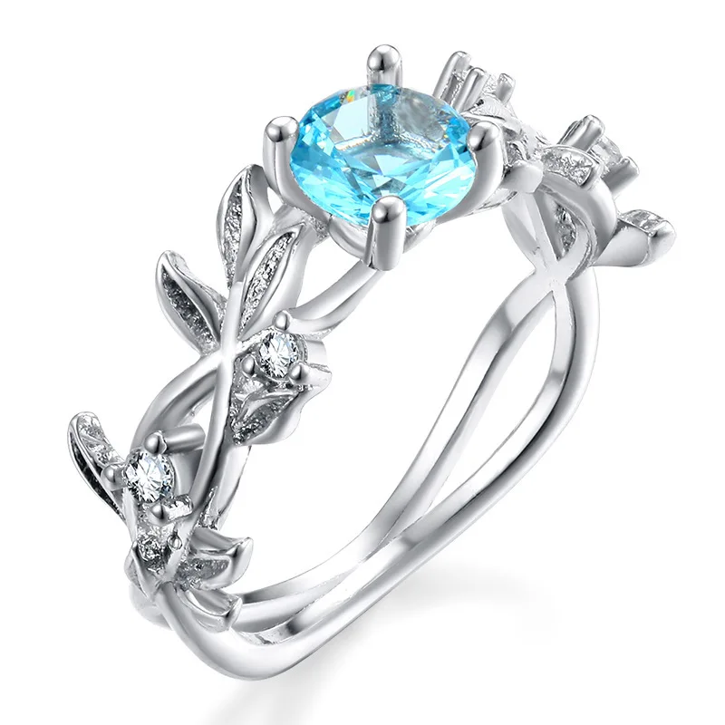 

Silver 925 ring gold Diamond ring valentine emerald Aquamarine gemstone lucky flower rose gold crystal Indian jewelryB1362