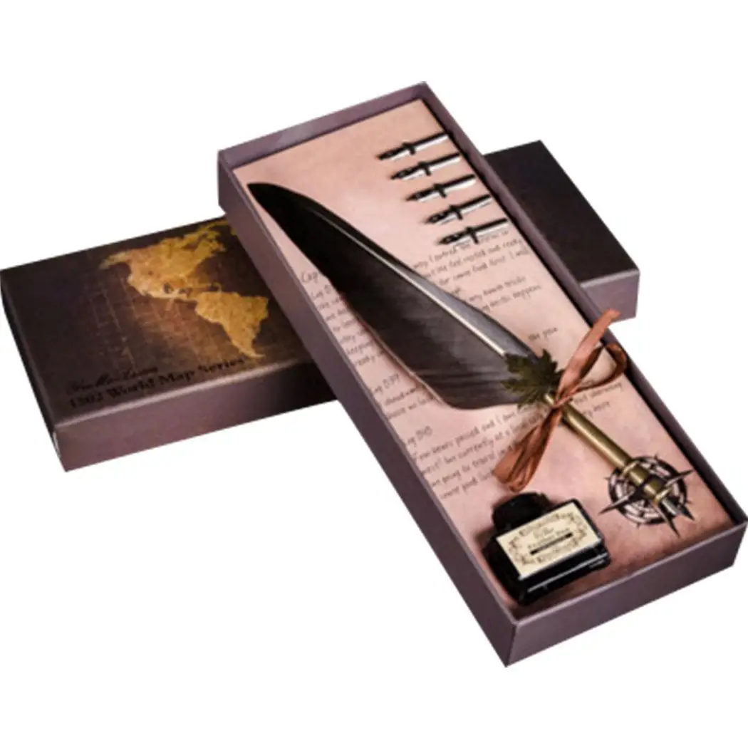 

Kids Retro Gift Writing Calligraphy Feather Pen Home, Office, School, etc Writing, Drawing, etc Ink Quill Sets