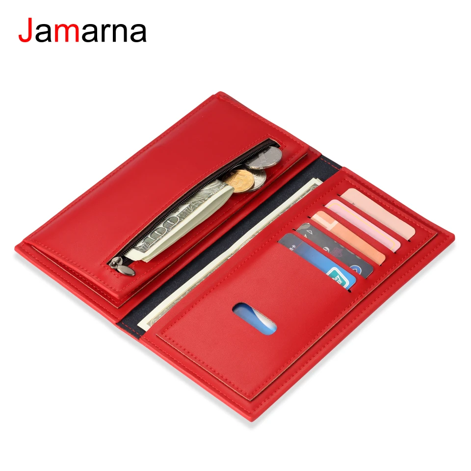 Jamarna кошелек женский длинный Клатч красный Магнитный Застежка PU держатель для