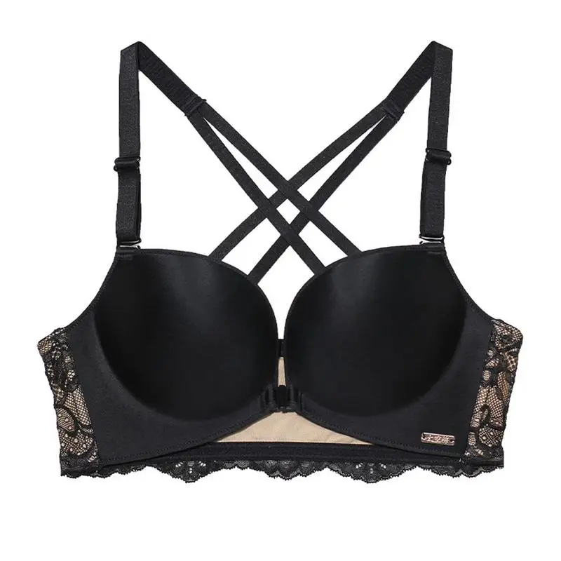 Female Underwear Camisole Small Chest Thickening Bra Gathered No Steel Ring Sexy Lace Cross Straps Beauty Back Front Buckle New Female Underwear Camisole Small Chest Thickening Bra Gathered No Steel Ring Sexy Lace Cross Straps Beauty Back Front Buckle New