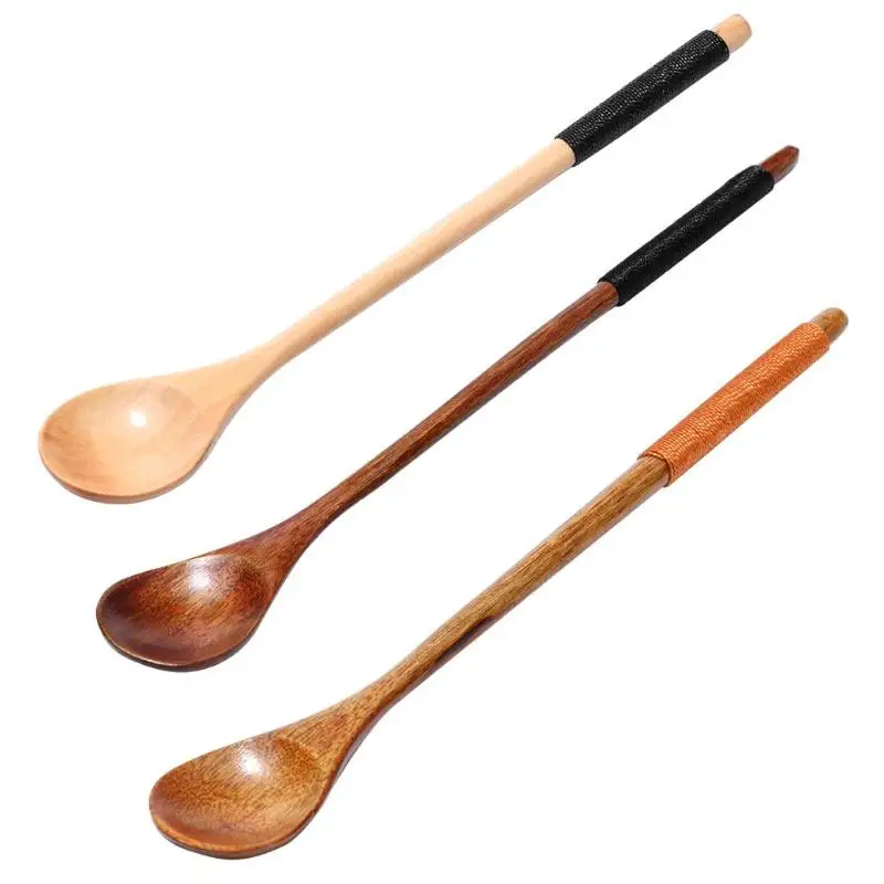 Wooden Spoon Long Korean Wooden Spoon Flat Long Handle Wooden