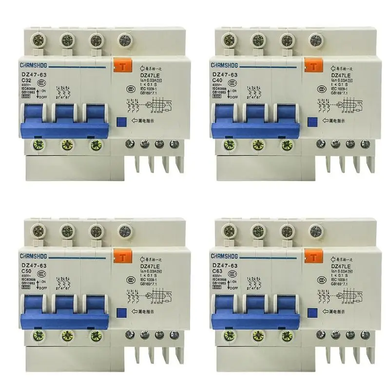 

DZ47le-63/3P+N Mini Leakage Overload Protection Circuit Breaker Household Residual Electric Current Manual Switch MCB Protector