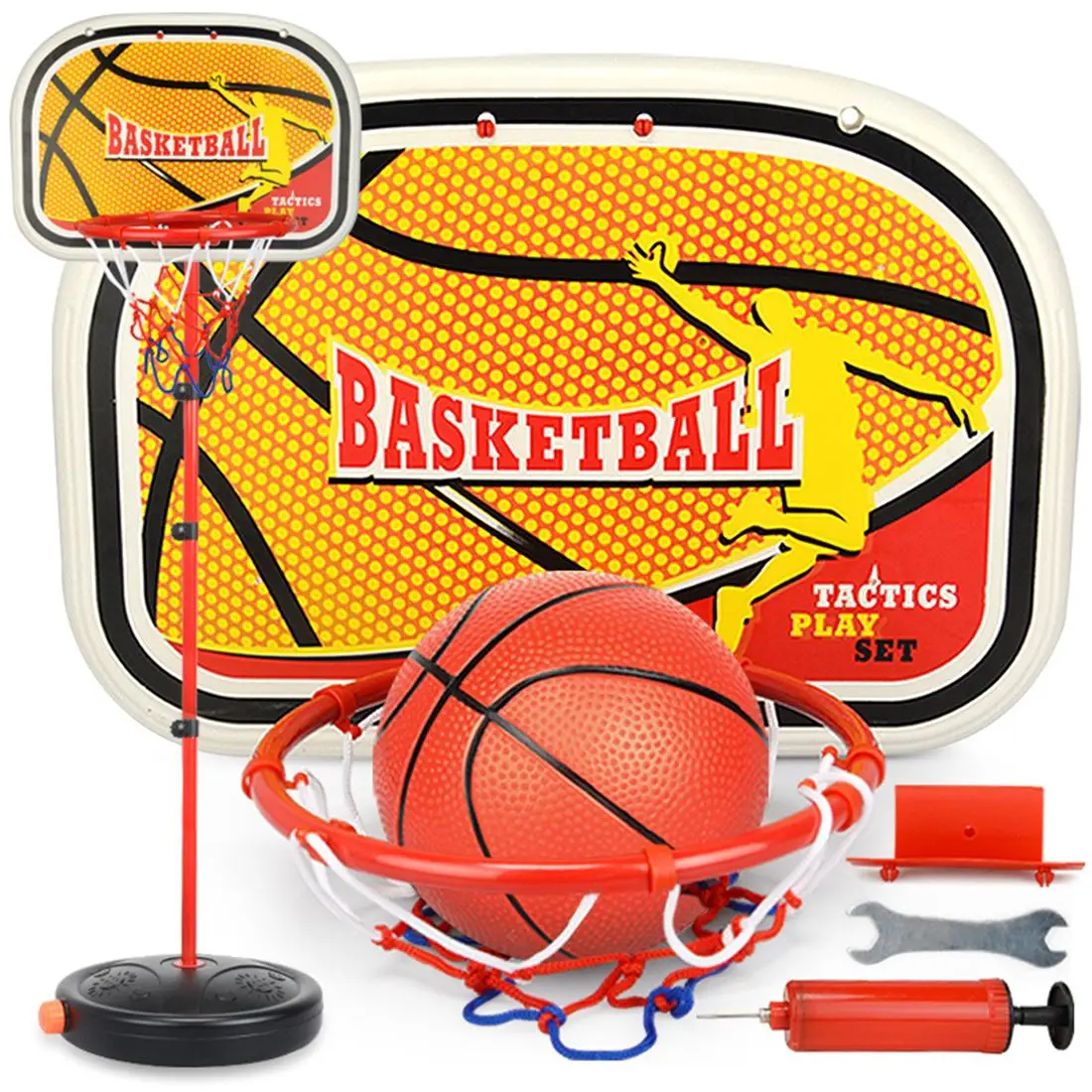 

Indoor and Outdoor Lifting Stand Adjustable Basketball Back Board Stand & Hoop Set With Ball for Game Children