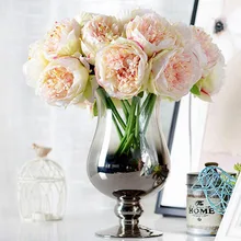 5 бутоны искусственных цветов пион букет Искусственные цветы пионы из шелка Свадебный букет цветов Осенняя яркая поддельные цветы для свадебного украшения дома