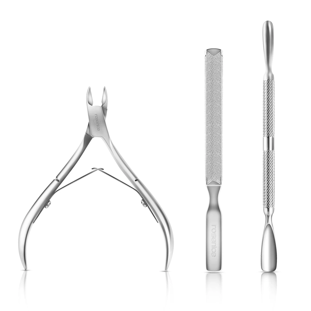 

ROSENICE 3pcs Cuticle Cutter Trimmer Kit with Nail Pusher & File Stainless Steel Durable Manicure Tool (Silver)