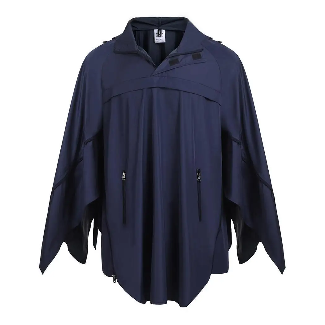 Для мужчин отложной воротник Drawstring Hood с длинным рукавом боковой молнией до дождя