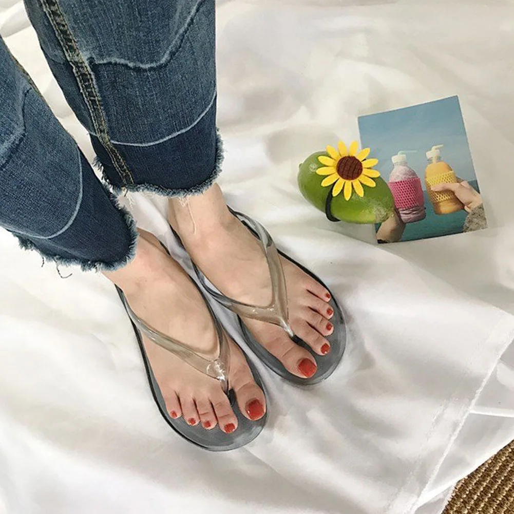 

Comfortable Wild Artificial PU Lovely Size 36-41 Transparent Bath Ladies Flat Bottom Outdoor Shopping Casual Summer Sandals