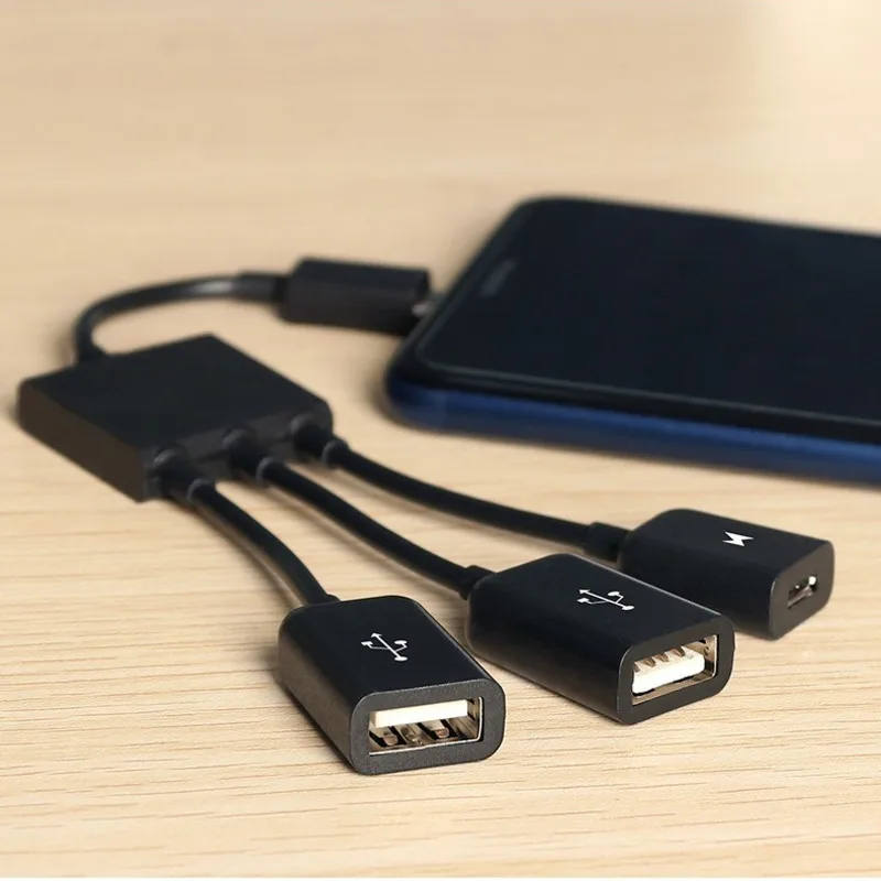 OTG адаптер 3 в 1 Многофункциональный микро-usb хост-хаб кабель Мужской к женскому Usb 2