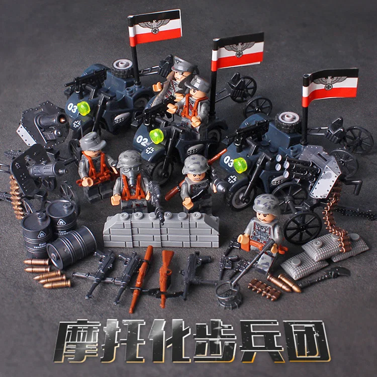 

WW2 Military Figures German Army Building Blocks Brick Set Weapons Model Compatible Legoed SWAT Police Toys For Children