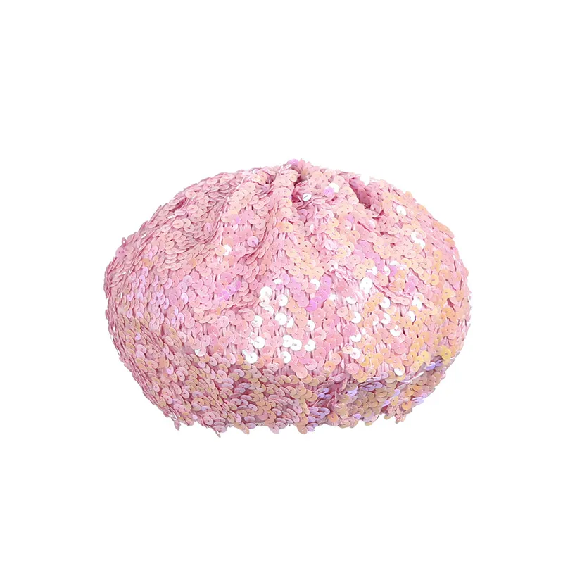 Party Performance/ Shows Disco Cap Nightclub Costume Stage Beret Cap Women Girls Sequins Beret Hat for Dance