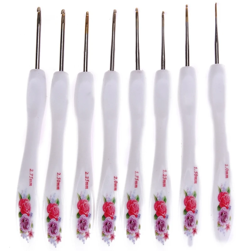 

Crochet Hook Set Aluminum Alloy + Plastic Ergonomic Knitting Crochet Needles With Flower Pattern Grip Handles Needles 1.0-2.75