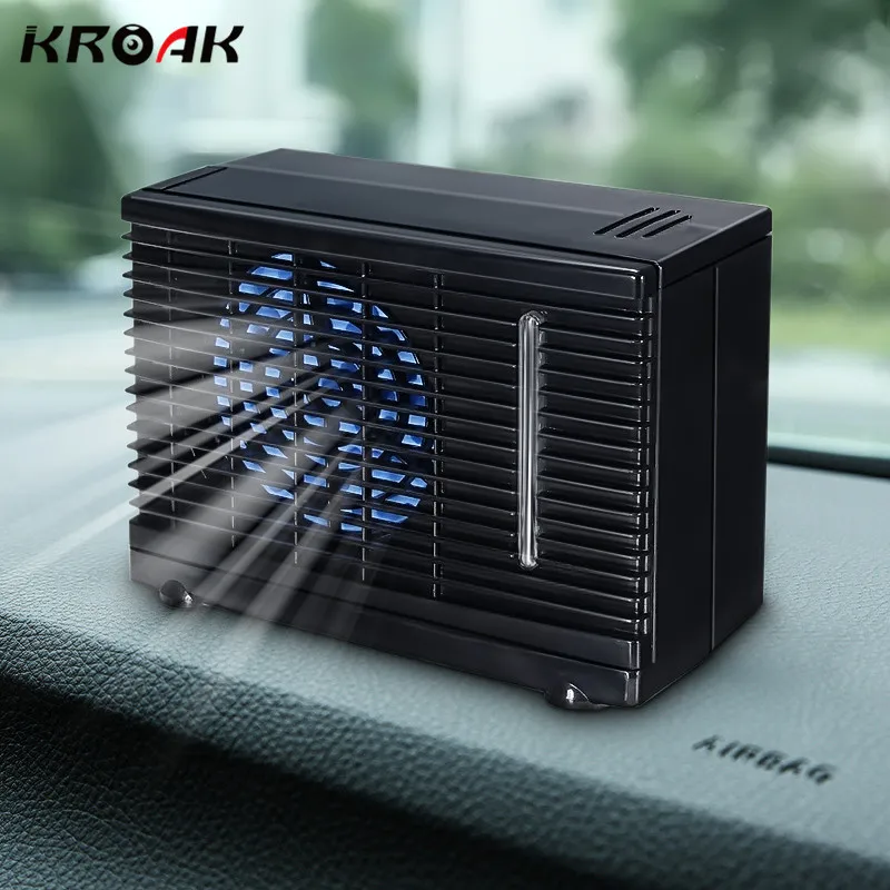 

KROAK Portable 12/24V Adjustable 60W Mini Home Car Cooler Cooling Fan Water Ice Evaporative Car Air Conditioner Black