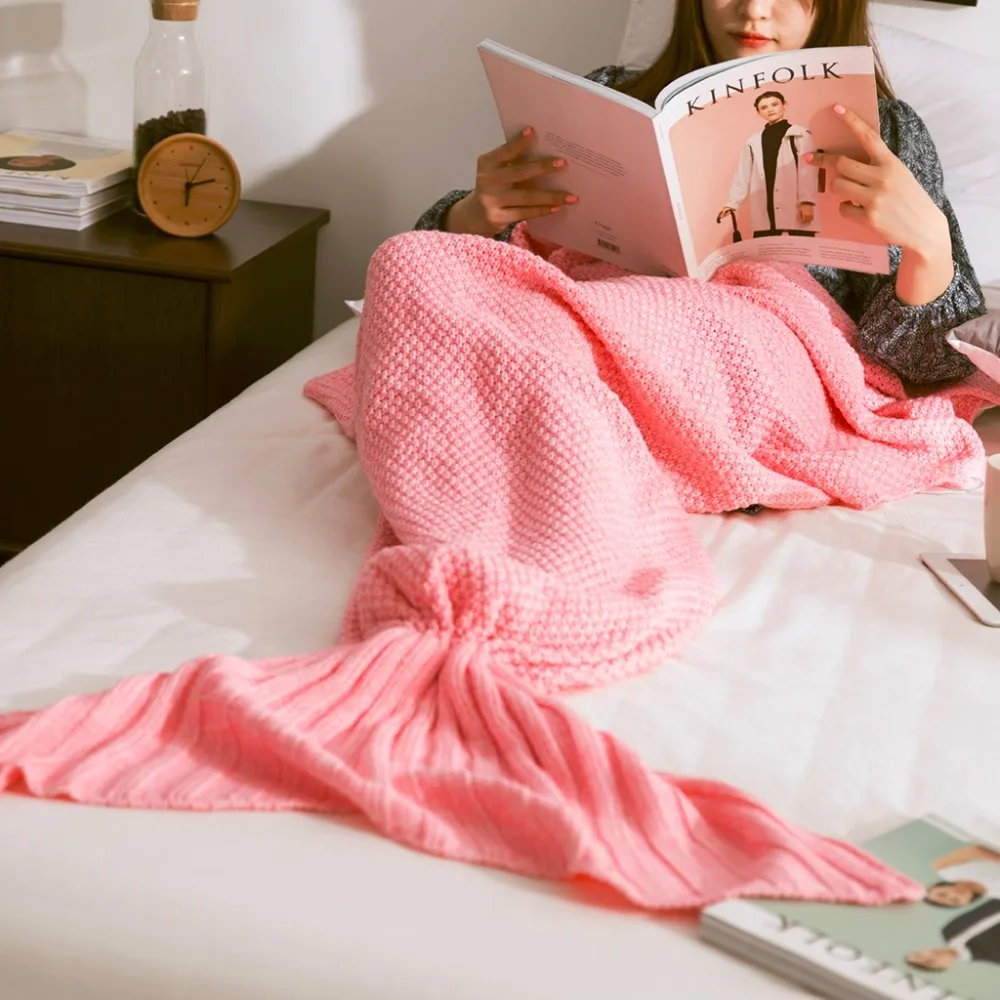 Mermaid Tail Blanket Yarn Knitted Handmade Crochet Mermaid Blanket Kids Throw Bed Wrap Super Soft Sleeping Bed 3 Sizes 1pcs/lot Mermaid Tail Blanket Yarn Knitted Handmade Crochet Mermaid Blanket Kids Throw Bed Wrap Super Soft Sleeping Bed 3 Sizes 1pcs/lot