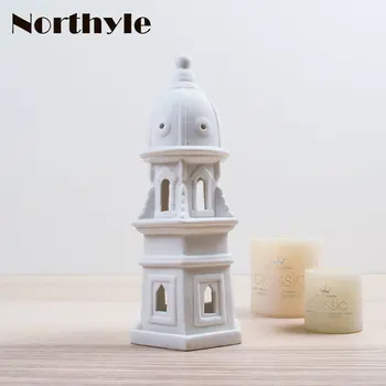 

europe white tower candle holder ceramic tealight holder stand candlestick home decoration accessories wedding candelabra