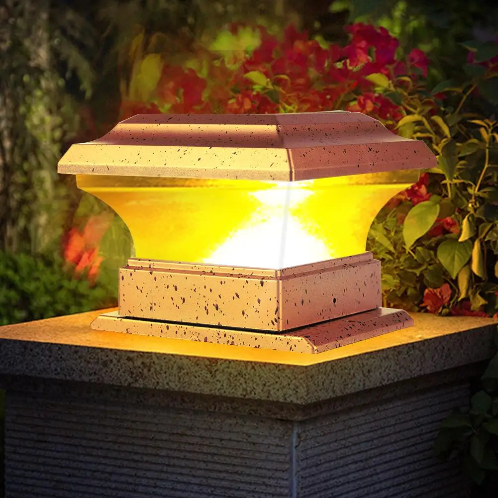 

Solar Power Fence Post Lights Waterproof Landscape Yard Pillar Lamp Warm Light Led Outside Garden Solar Light