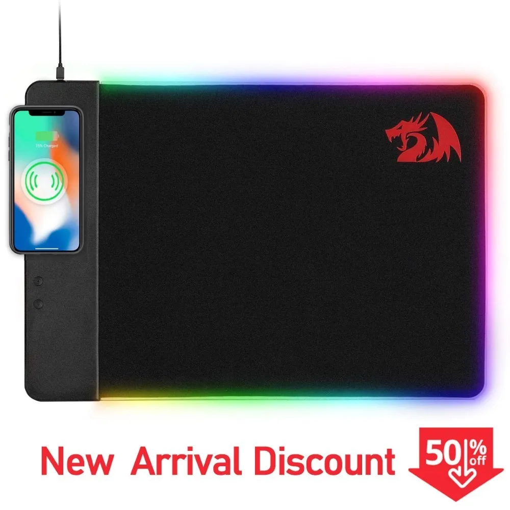 Redragon P025 Qi 10 Вт Беспроводное зарядное устройство Led RGB мышь с подсветкой Pad Xl