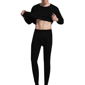 

Men's Fleece Lined Thicken Thermal Underwea Sets Men Brand Quick Dry Anti-microbial Stretch Thermo Underwear Male Round Collar