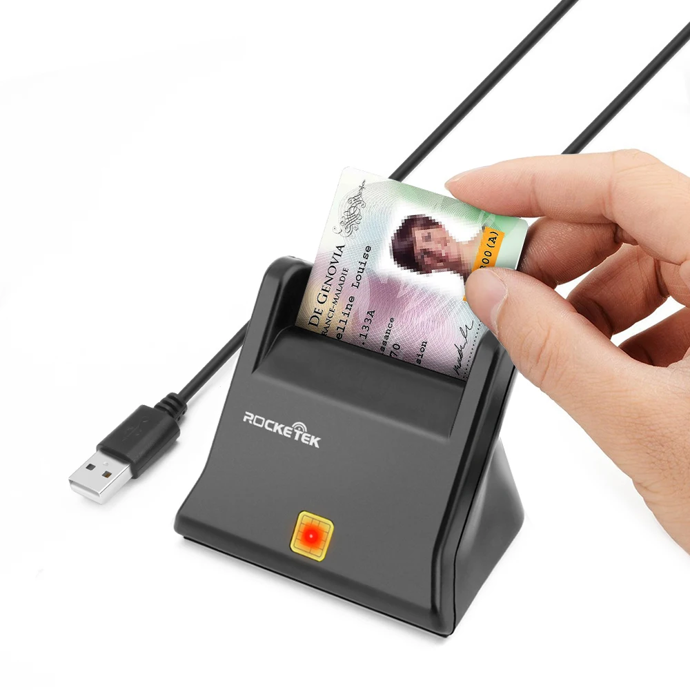 

Rocketek Desktop DOD Military CAC USB Smart Card Reader with SIM Card Adapter Compatible with Windows 8/7/XP/Vista Server