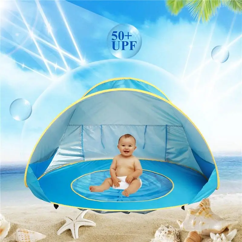 Baratos Tienda de playa para bebés, protección Uv, refugio solar, juguetes para niños, pequeña casa, toldo impermeable, tienda de campaña portátil para niños, PISCINA DE BOLAS