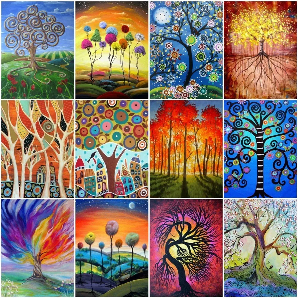 

HUACAN 5D DIY Diamond Painting Tree Full Display Rhinestones Mosaic Full Square Diamond Embroidery Cross Stitch Home Decor