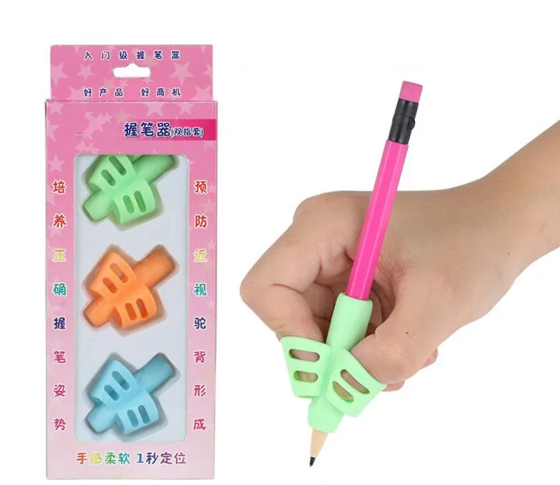 

3pcs Two-Finger Grip Silicone Baby Learning Writing Tool Writing Pen Writing Correction Device Children Stationery Gift