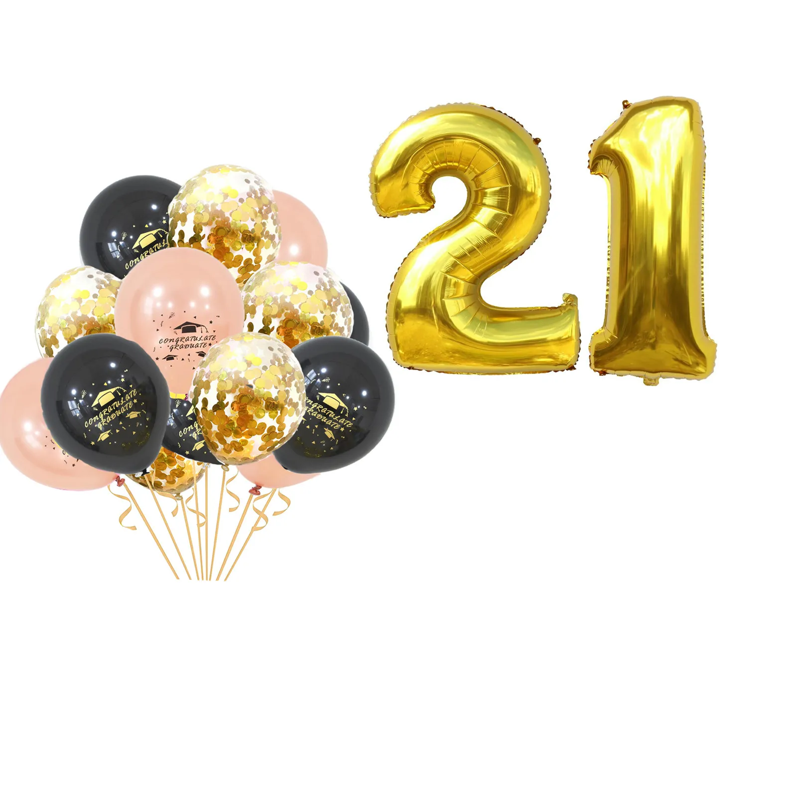 2020 Number Digit Balloons Graduation Balloons Congrats Latex Confetti Balloons Bachelor Cap Graduation Birthday Party Supply